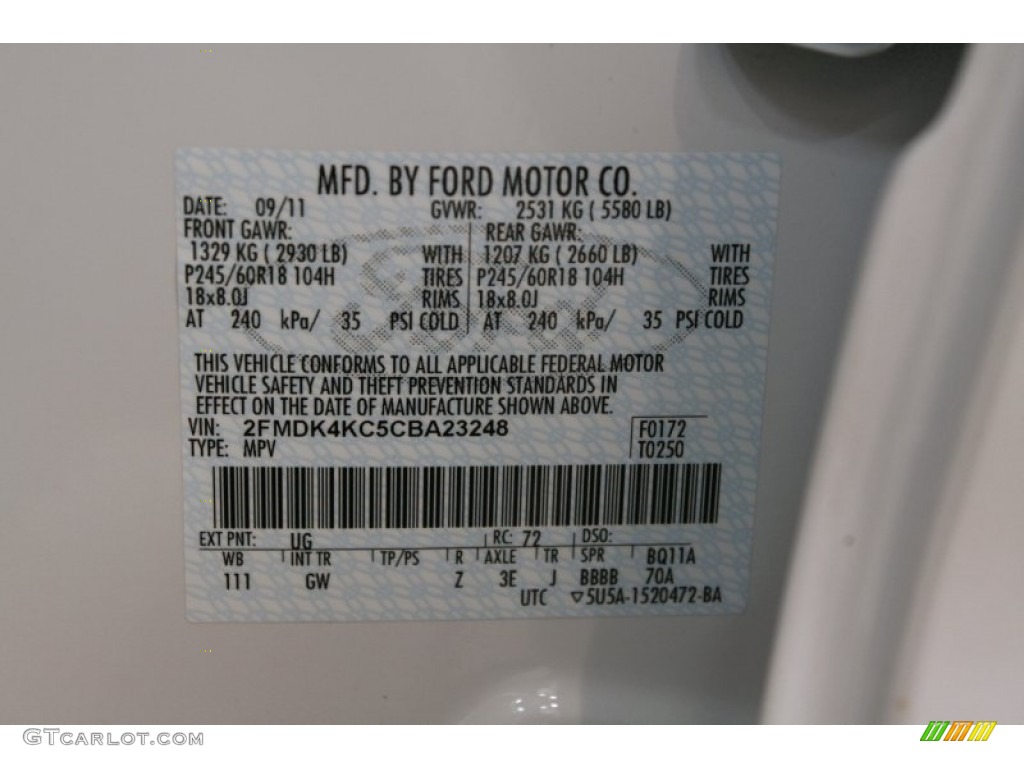 2012 Edge Limited AWD - White Platinum Metallic Tri-Coat / Charcoal Black photo #37