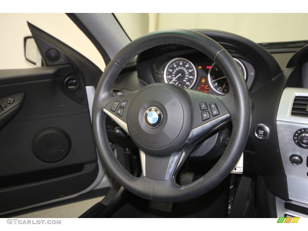 2009 BMW 6 Series 650i Coupe Black Dakota Leather Steering Wheel Photo #70622011