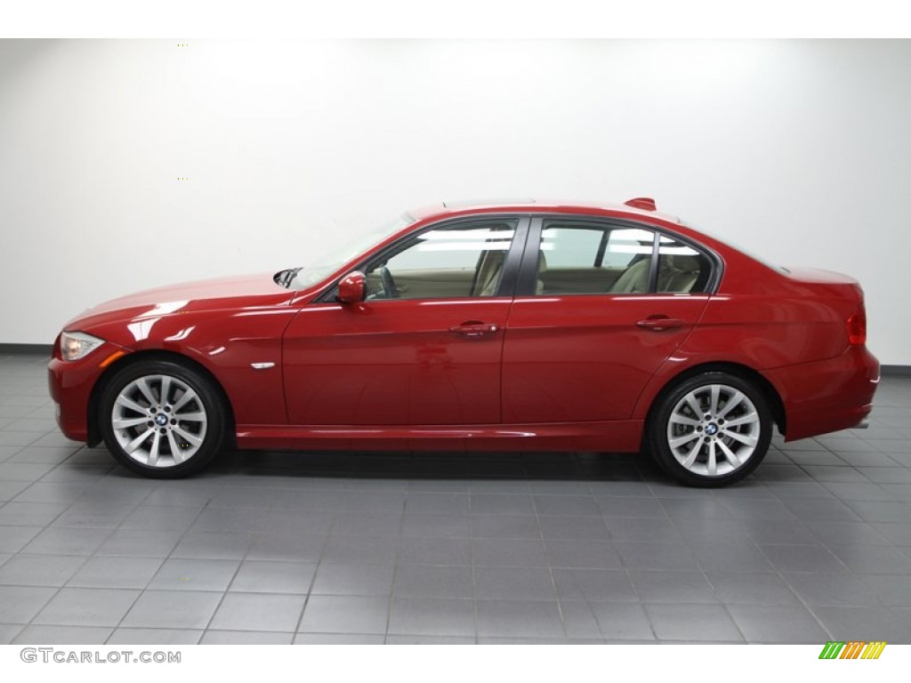 2009 3 Series 328i Sedan - Crimson Red / Beige photo #2