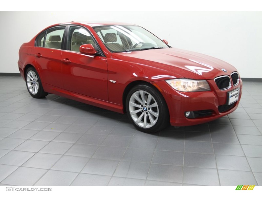 2009 3 Series 328i Sedan - Crimson Red / Beige photo #10