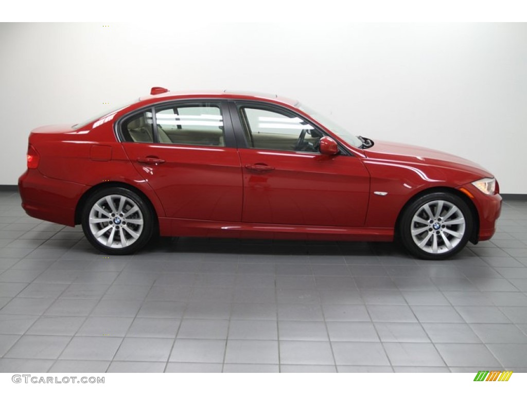 2009 3 Series 328i Sedan - Crimson Red / Beige photo #11