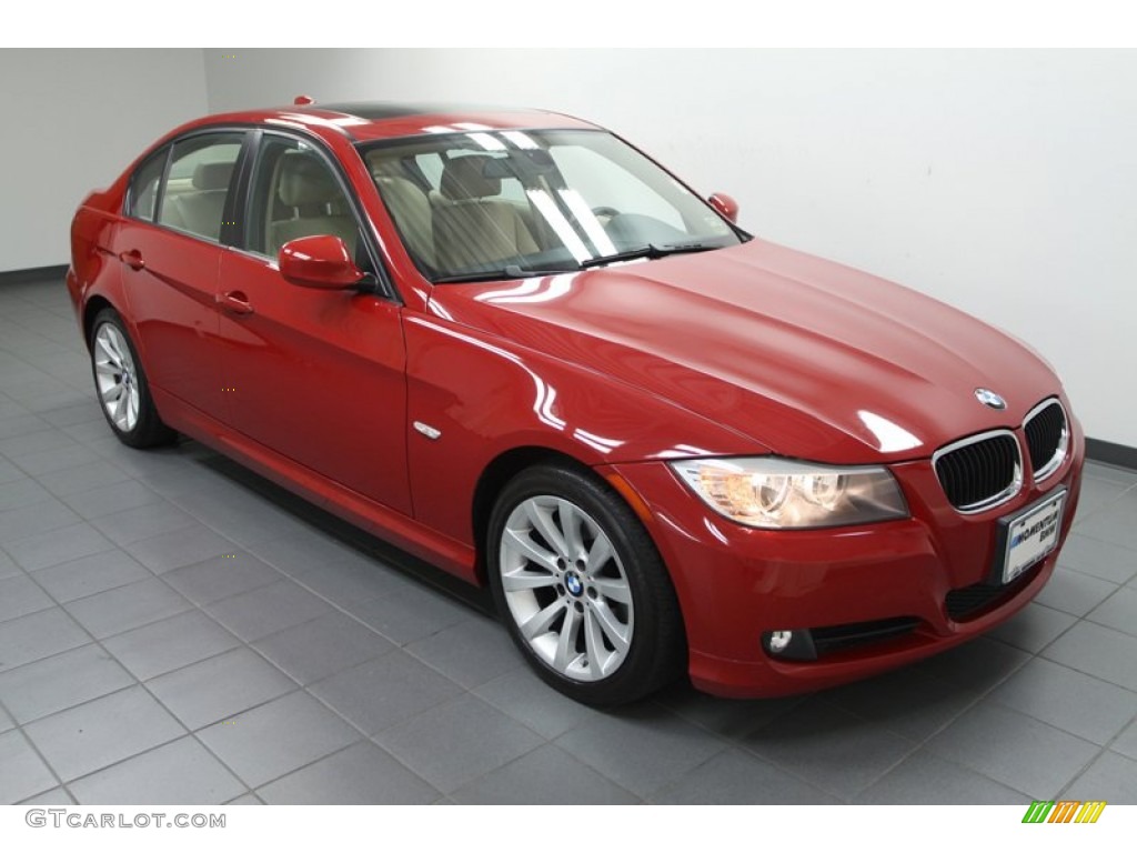 2009 3 Series 328i Sedan - Crimson Red / Beige photo #12