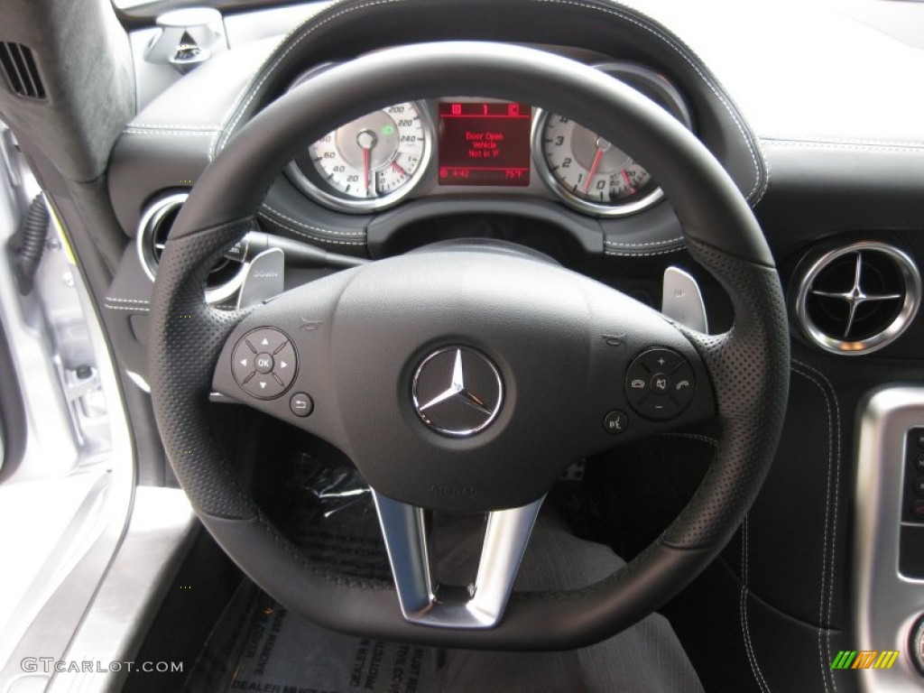 2012 Mercedes-Benz SLS AMG Roadster designo Black Steering Wheel Photo #70625542