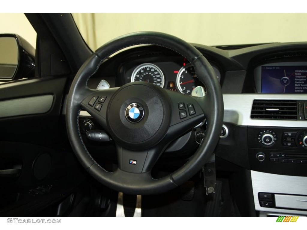 2010 BMW M5 Standard M5 Model Black Merino Leather Steering Wheel Photo #70630246
