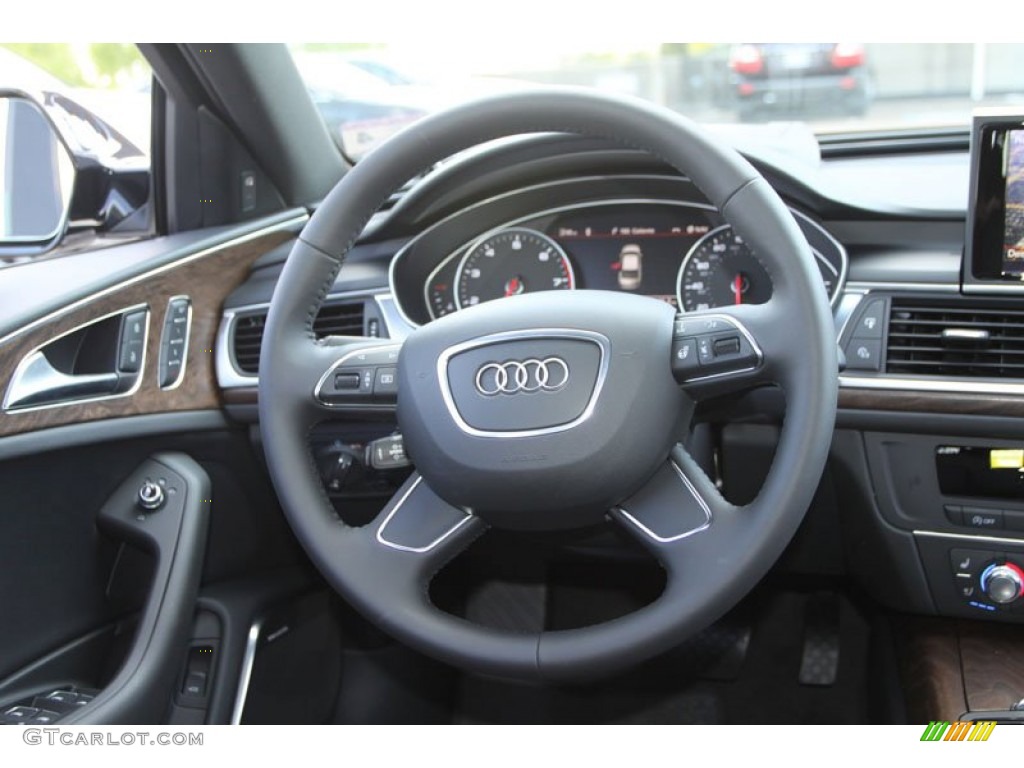 2013 Audi A6 3.0T quattro Sedan Black Steering Wheel Photo #70630554