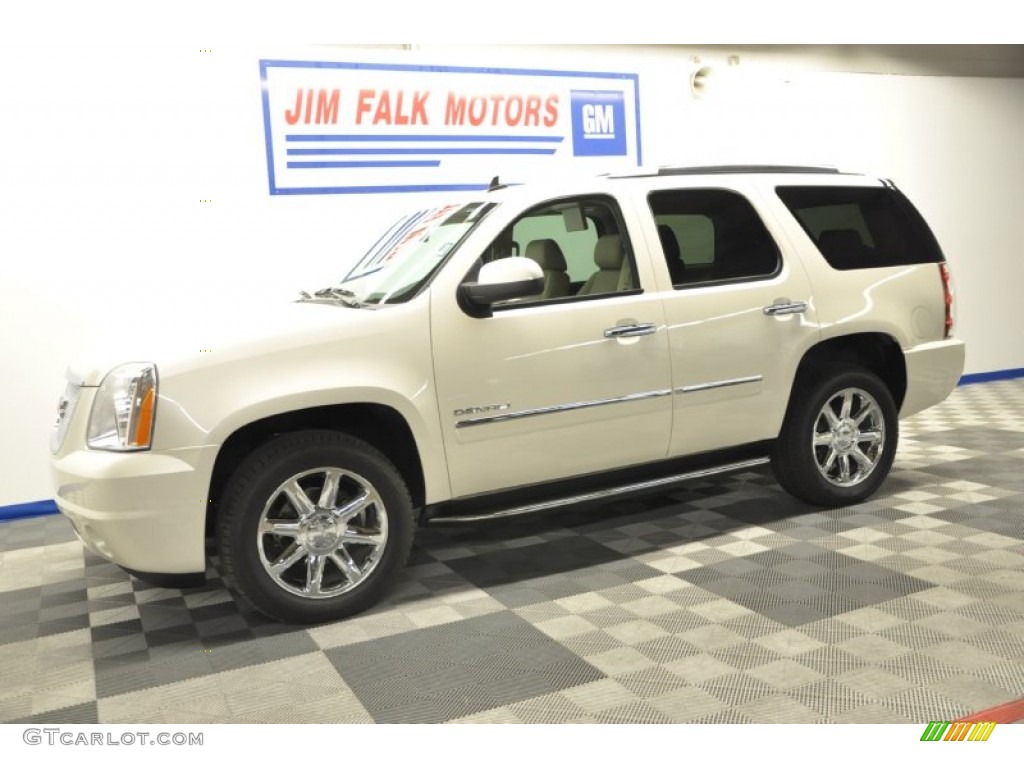 2012 Yukon Denali AWD - White Diamond Tricoat / Cocoa/Light Cashmere photo #1
