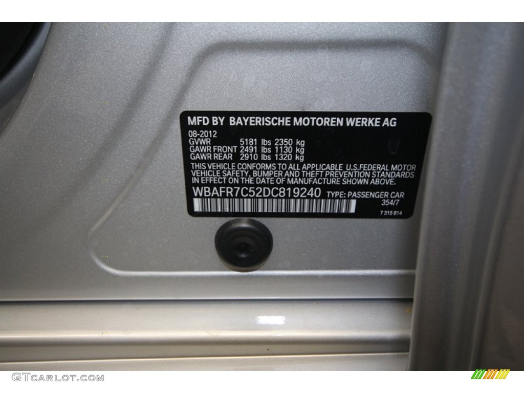 2013 5 Series Color Code 354 for Titanium Silver Metallic Photo #70634407