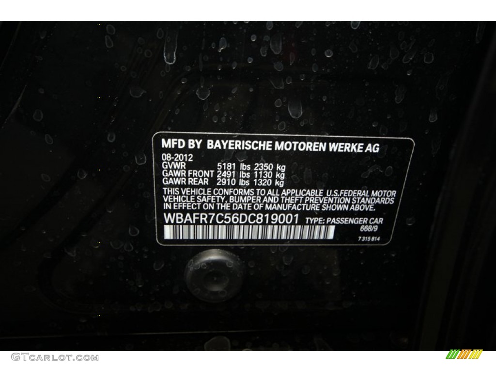2013 5 Series Color Code 668 for Jet Black Photo #70634681