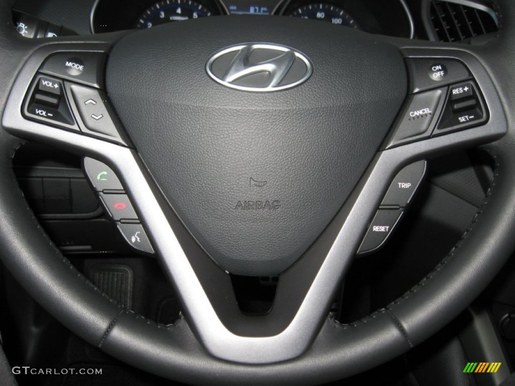 2013 Hyundai Veloster Turbo Black Steering Wheel Photo #70643290