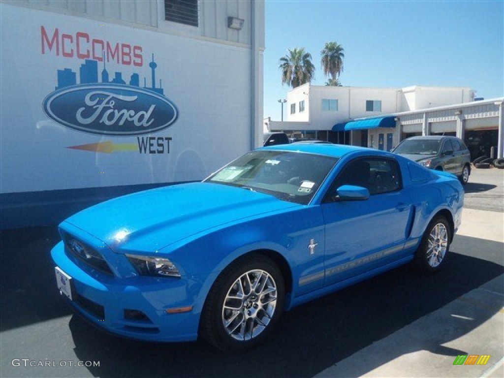 2013 Mustang V6 Premium Coupe - Grabber Blue / Charcoal Black photo #1