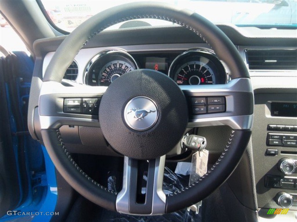 2013 Mustang V6 Premium Coupe - Grabber Blue / Charcoal Black photo #17