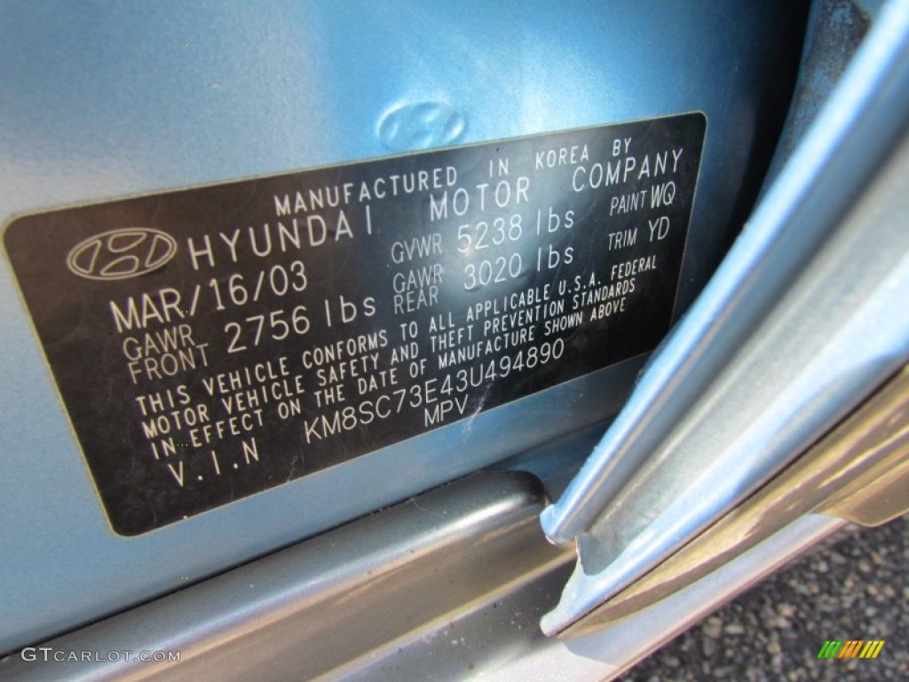 2003 Santa Fe LX 4WD - Arctic Blue / Gray photo #12