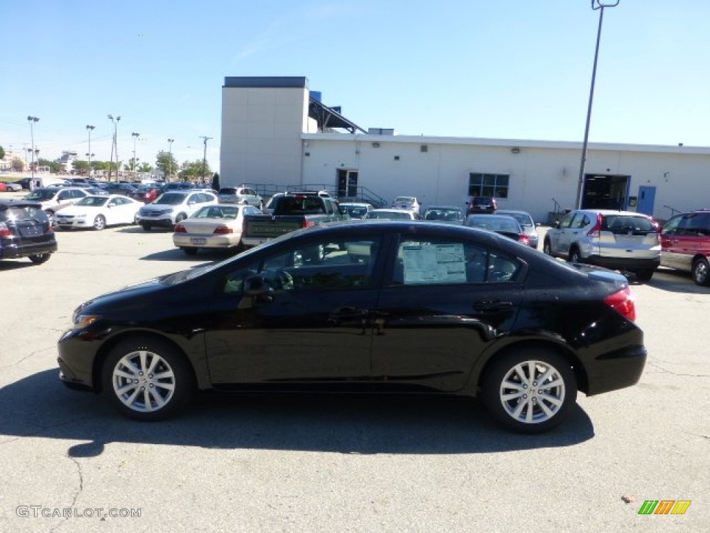 2012 Civic EX-L Sedan - Crystal Black Pearl / Gray photo #1