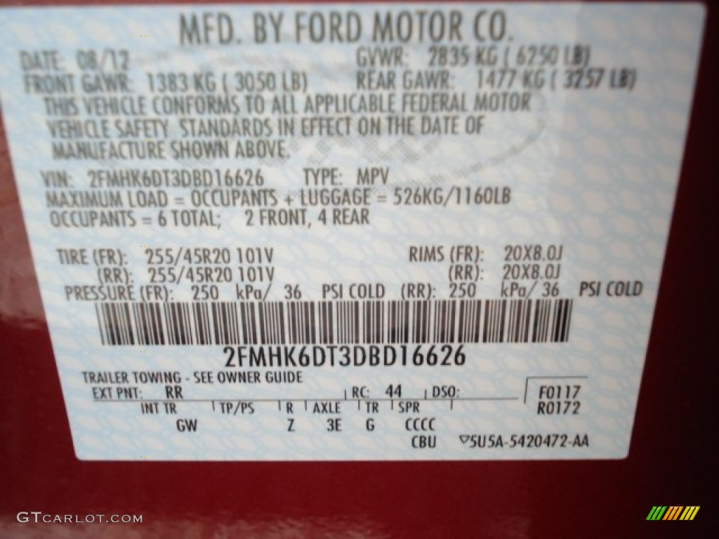 2013 Flex Color Code RR for Ruby Red Metallic Photo #70655662