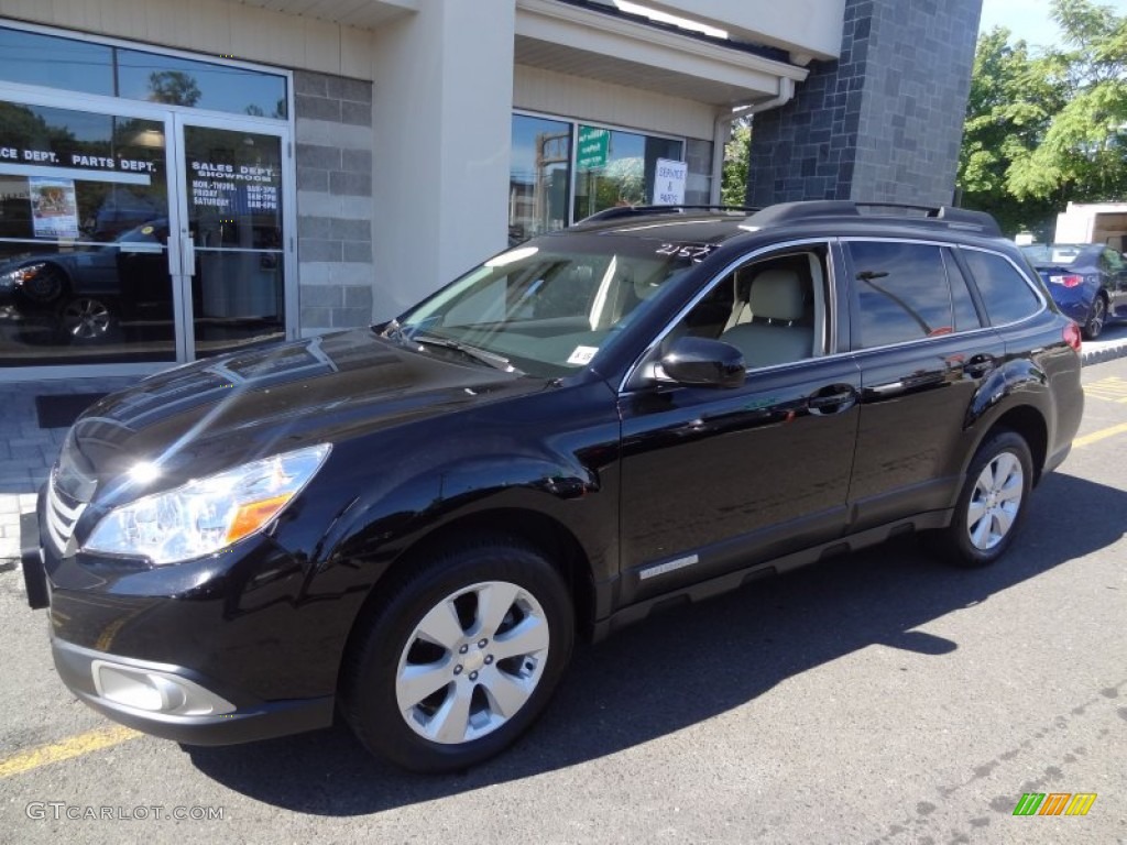 2011 Outback 2.5i Premium Wagon - Crystal Black Silica / Warm Ivory photo #2