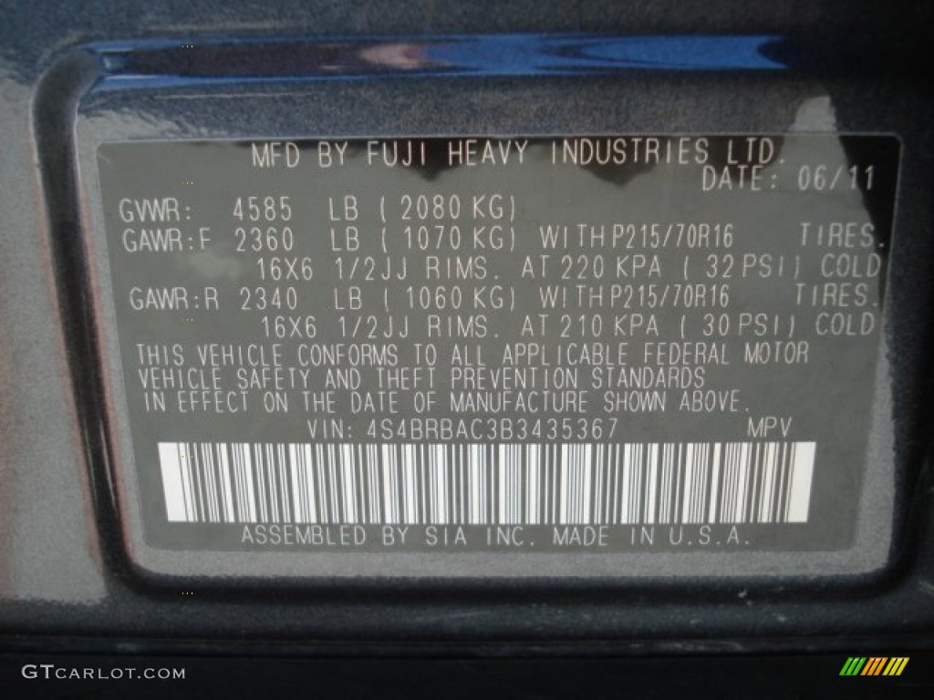 2011 Outback 2.5i Wagon - Graphite Gray Metallic / Off Black photo #25