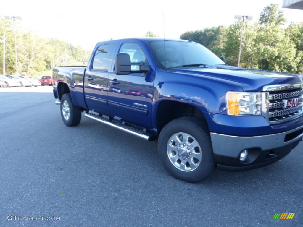 2013 Sierra 2500HD SLT Crew Cab 4x4 - Heritage Blue Metallic / Dark Titanium/Light Titanium photo #3