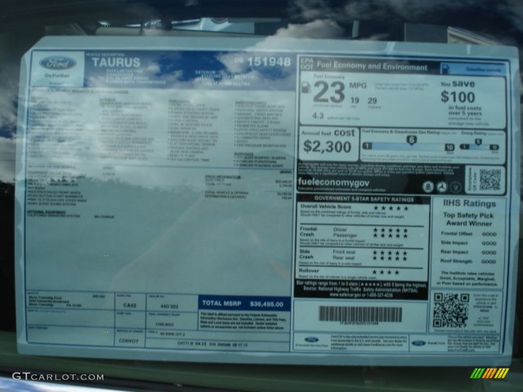 2013 Ford Taurus Limited Window Sticker Photo #70670398