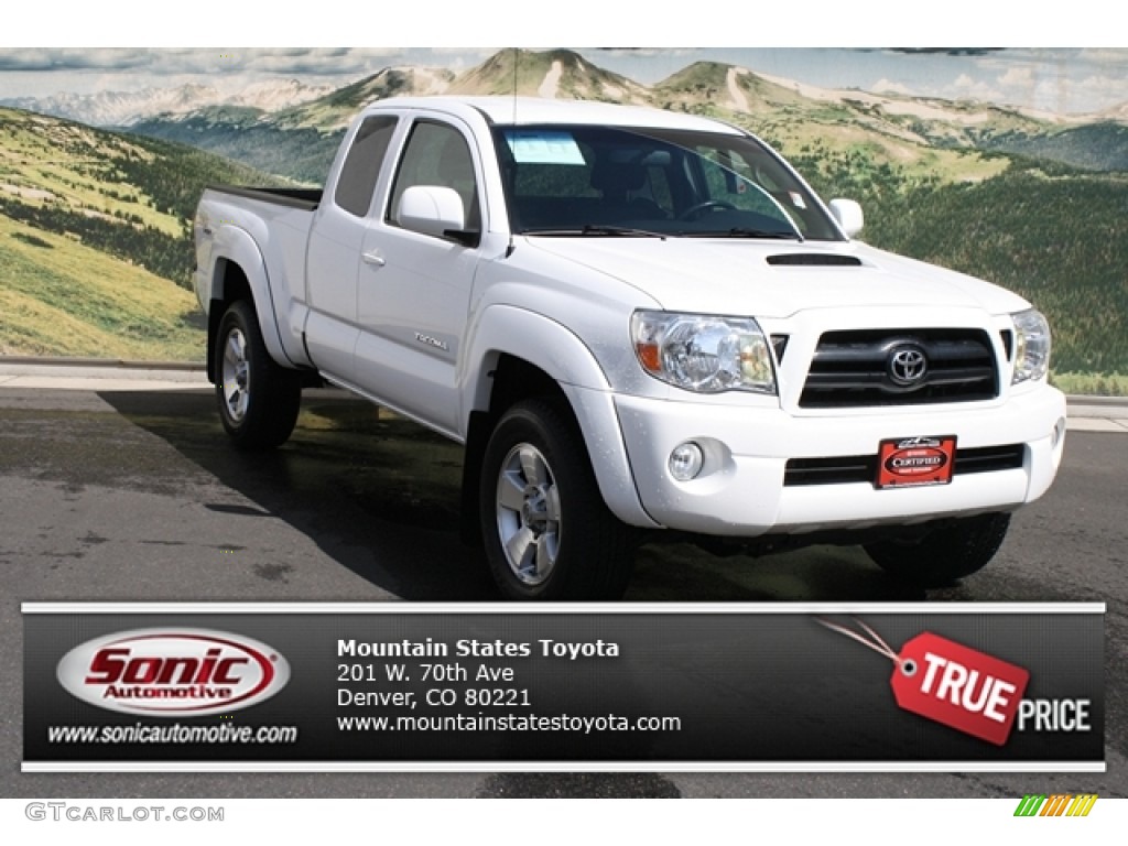 2008 Tacoma V6 TRD Sport Access Cab 4x4 - Super White / Graphite Gray photo #1