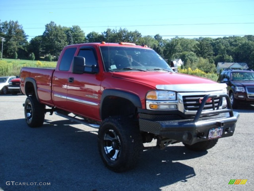 2006 Sierra 2500HD SLE Extended Cab 4x4 - Fire Red / Dark Pewter photo #1