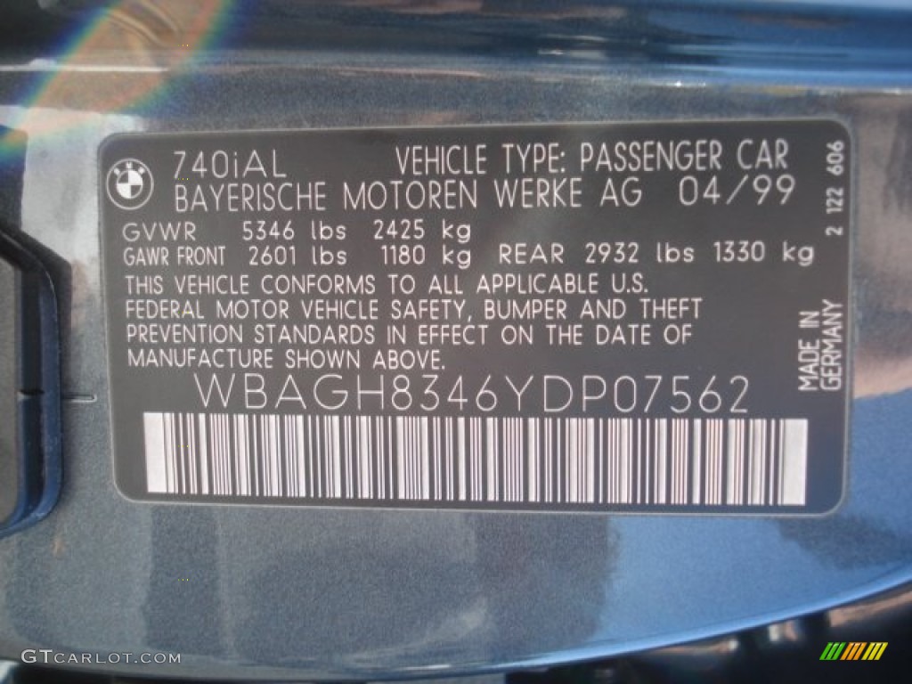 2000 7 Series 740iL Sedan - Anthracite Metallic / Grey photo #15