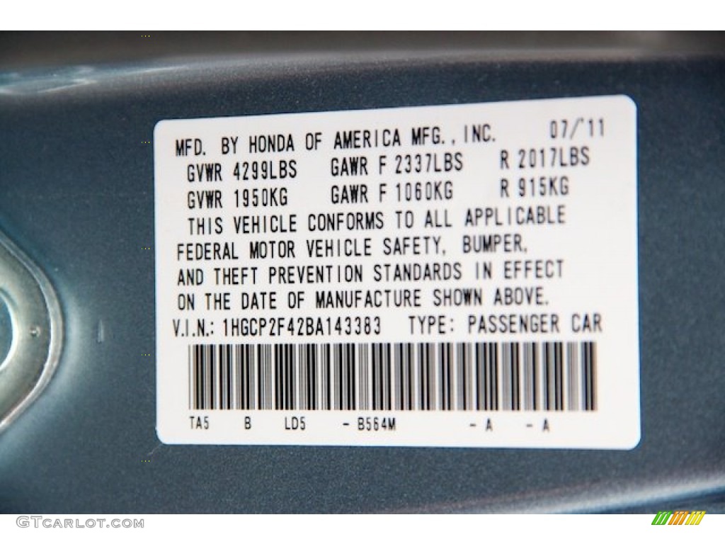 2011 Accord LX-P Sedan - Celestial Blue Metallic / Black photo #33