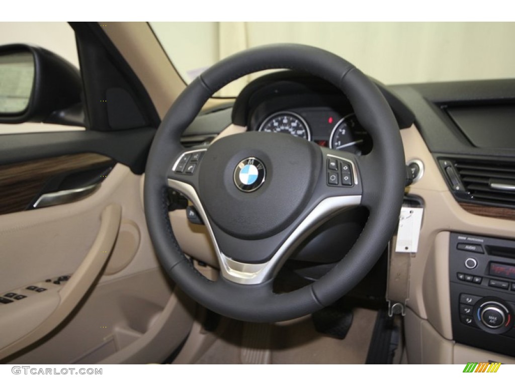 2013 BMW X1 sDrive 28i Beige Steering Wheel Photo #70690751