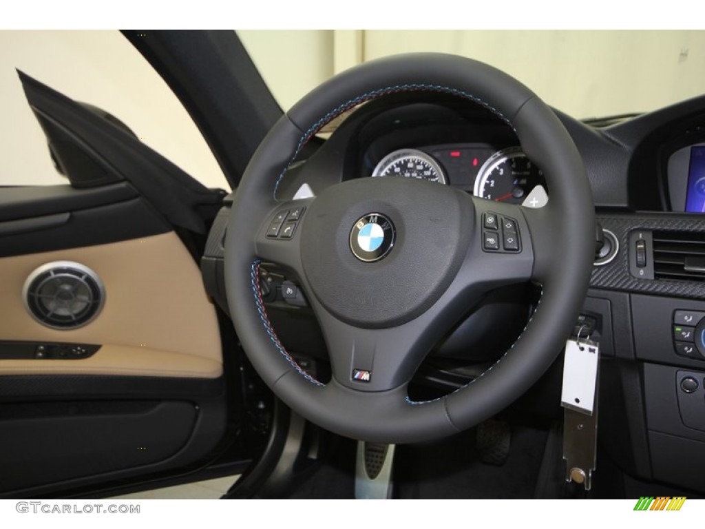 2013 BMW M3 Coupe Bamboo Beige Steering Wheel Photo #70690946