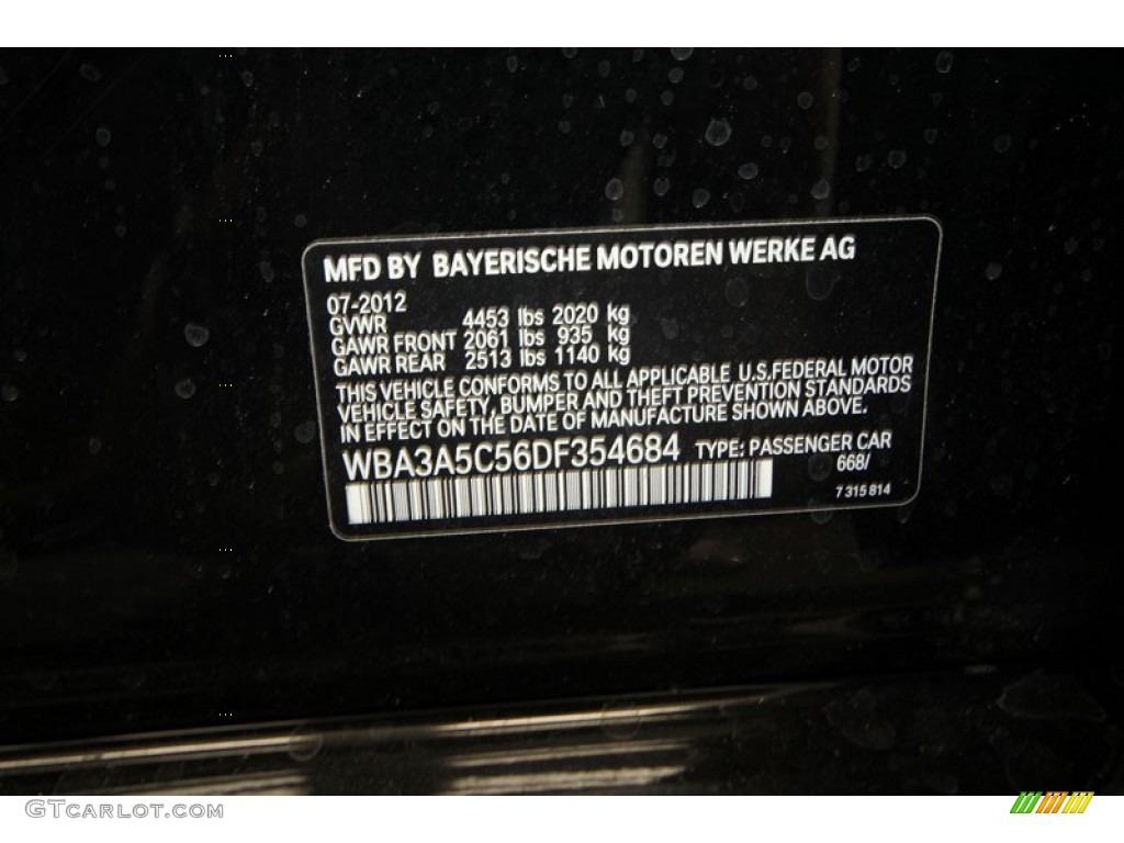 2013 3 Series Color Code 668 for Jet Black Photo #70692983
