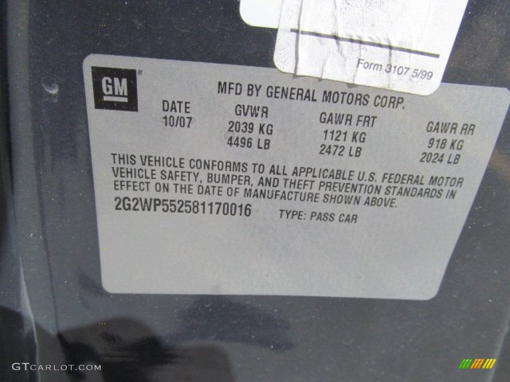 2008 Grand Prix Sedan - Dark Slate Metallic / Ebony photo #19