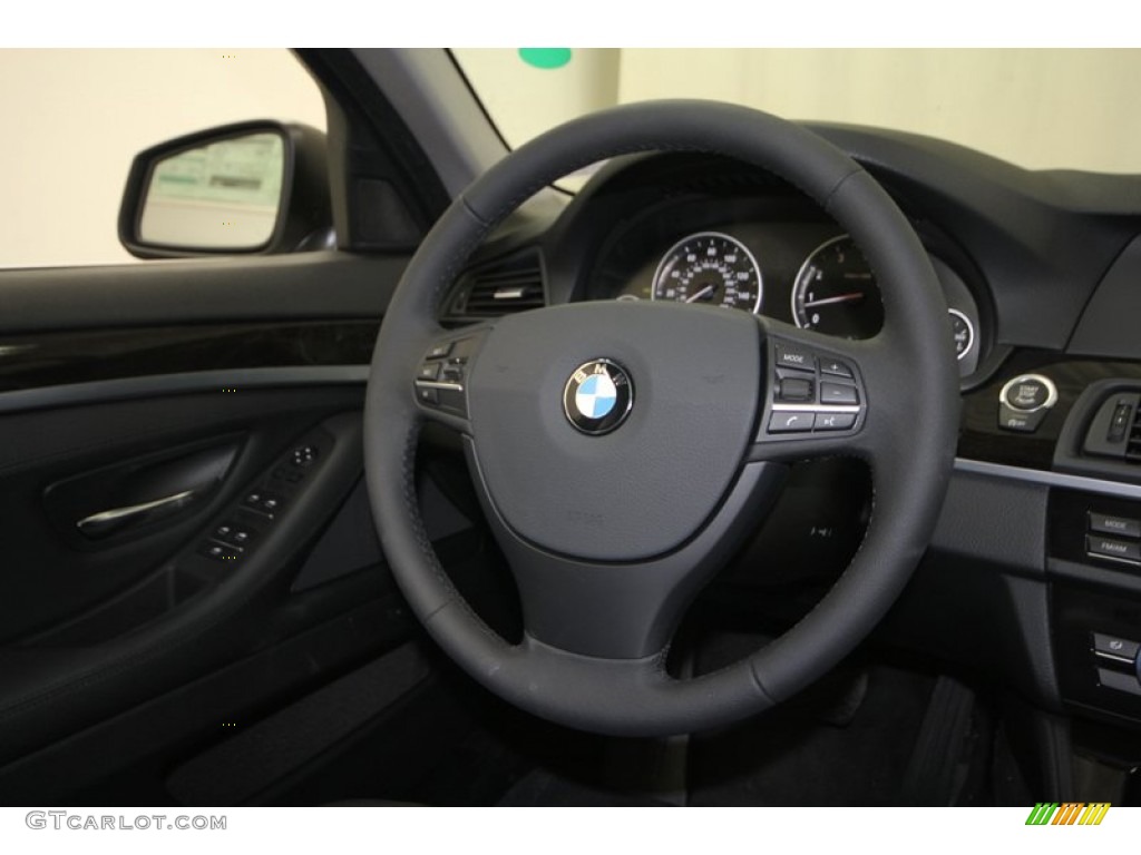 2013 BMW 5 Series 528i Sedan Black Steering Wheel Photo #70695059