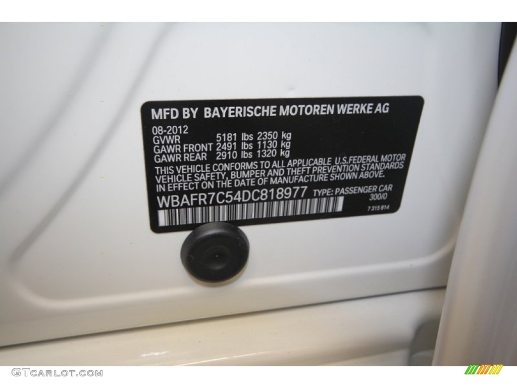 2013 5 Series Color Code 300 for Alpine White Photo #70695899