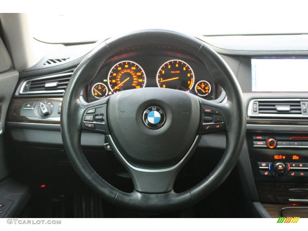 2009 BMW 7 Series 750i Sedan Black Nappa Leather Steering Wheel Photo #70698555