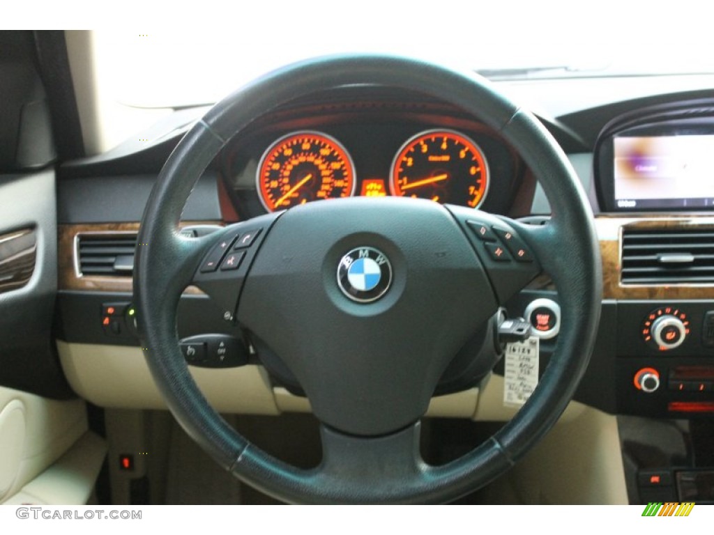 2008 5 Series 528i Sedan - Alpine White / Cream Beige Dakota Leather photo #32