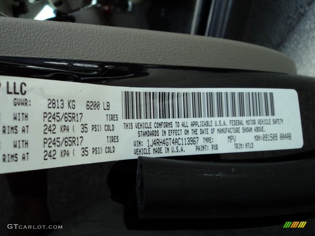 2010 Commander Color Code PXR for Brilliant Black Crystal Pearl Photo #70700183