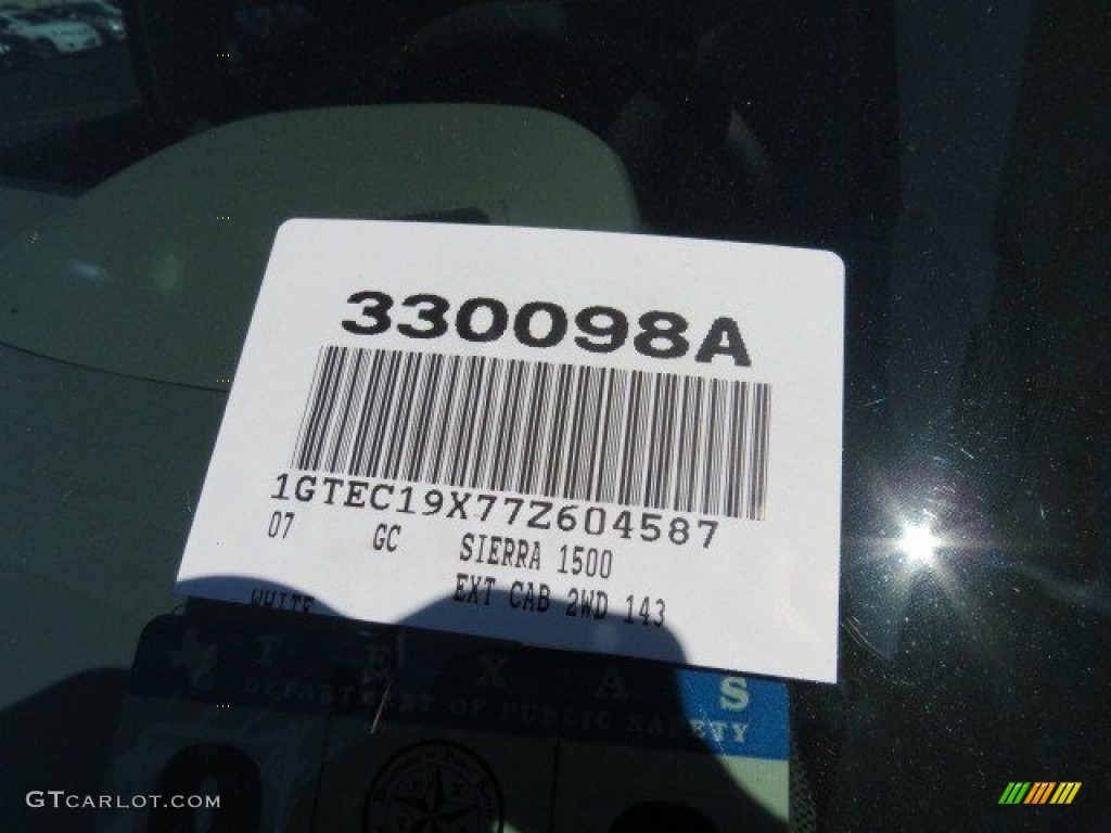 2007 Sierra 1500 Extended Cab - Summit White / Dark Titanium photo #18