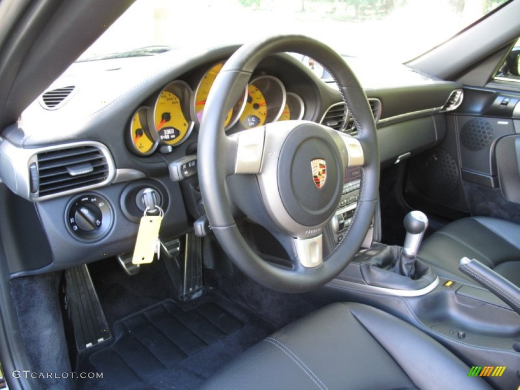 2008 Porsche 911 Turbo Coupe Black Steering Wheel Photo #70712132