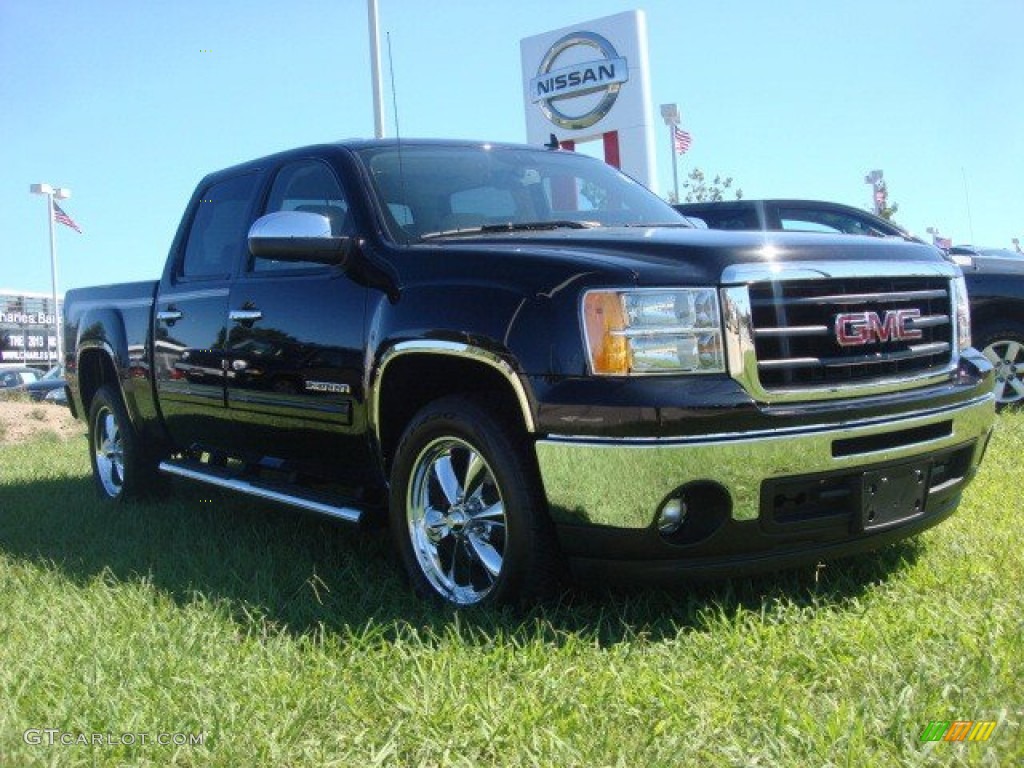 2011 Sierra 1500 SLE Crew Cab - Onyx Black / Very Dark Cashmere/Light Cashmere photo #1