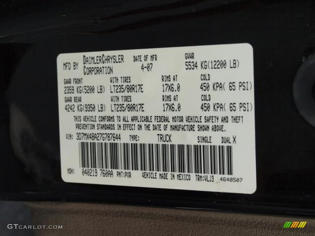 2007 Ram 3500 Laramie Quad Cab 4x4 Dually - Brilliant Black Crystal Pearl / Khaki photo #17