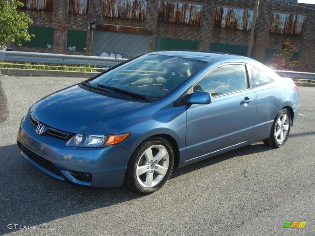 2007 Civic EX Coupe - Atomic Blue Metallic / Gray photo #29