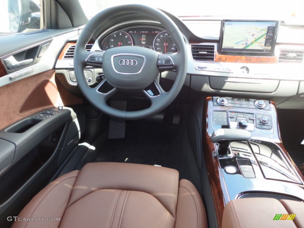2013 Audi A8 4.0T quattro Nougat Brown Dashboard Photo #70724339