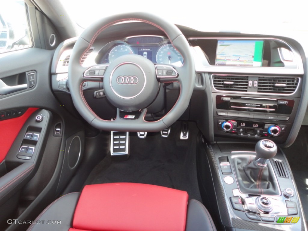 2013 Audi S4 3.0T quattro Sedan Black/Magma Red Dashboard Photo #70724732