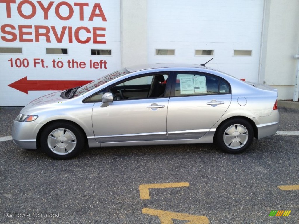 2008 Civic Hybrid Sedan - Alabaster Silver Metallic / Blue photo #3