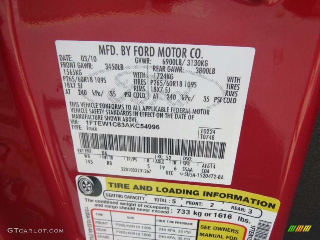2010 F150 FX2 SuperCrew - Red Candy Metallic / Black photo #41