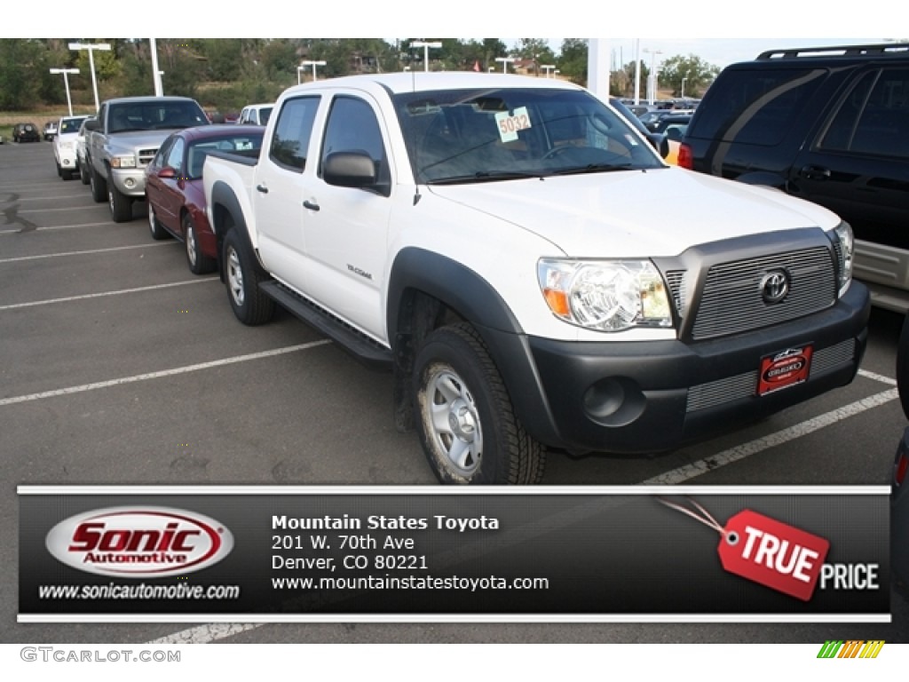 2009 Tacoma V6 Double Cab 4x4 - Super White / Graphite Gray photo #1