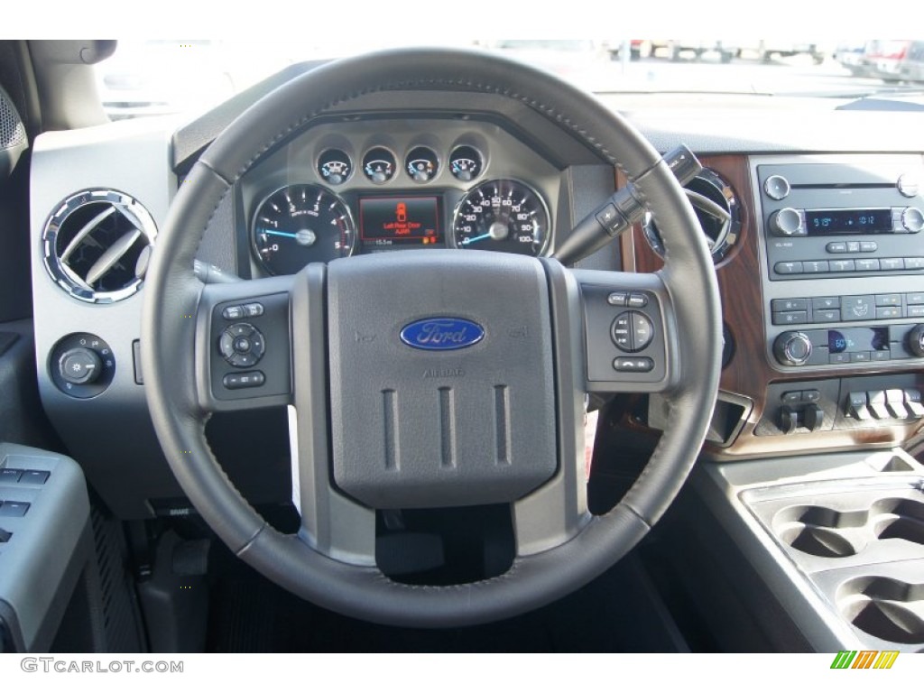 2012 Ford F350 Super Duty Lariat Crew Cab 4x4 Black Steering Wheel Photo #70742318