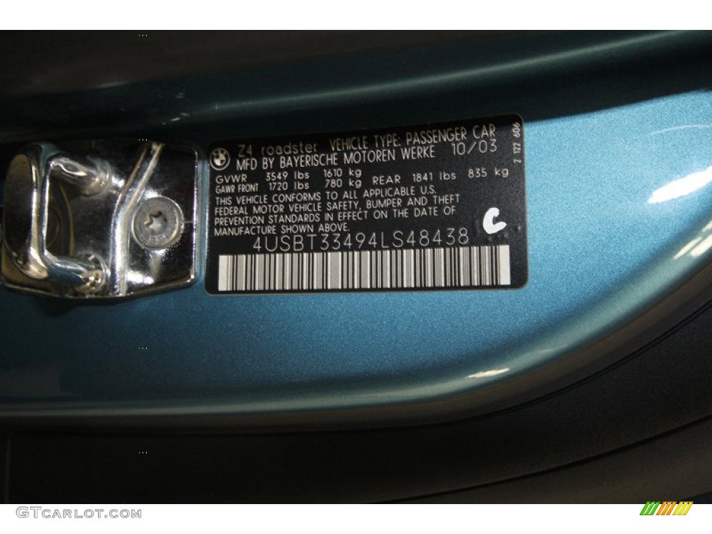 2004 BMW Z4 2.5i Roadster Info Tag Photo #70747923