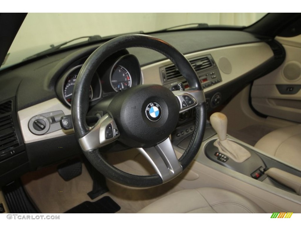 2004 BMW Z4 2.5i Roadster Beige Steering Wheel Photo #70747953