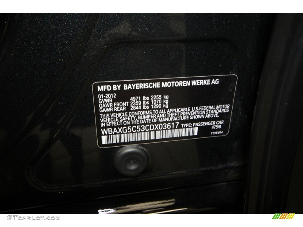 2012 5 Series Color Code 475 for Black Sapphire Metallic Photo #70748016