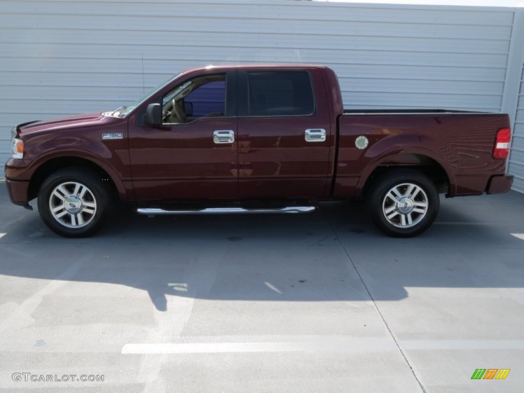 2006 F150 Lariat SuperCrew - Dark Toreador Red Metallic / Tan photo #5